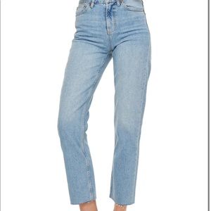 Topshop Straight Leg Raw Hem Jeans